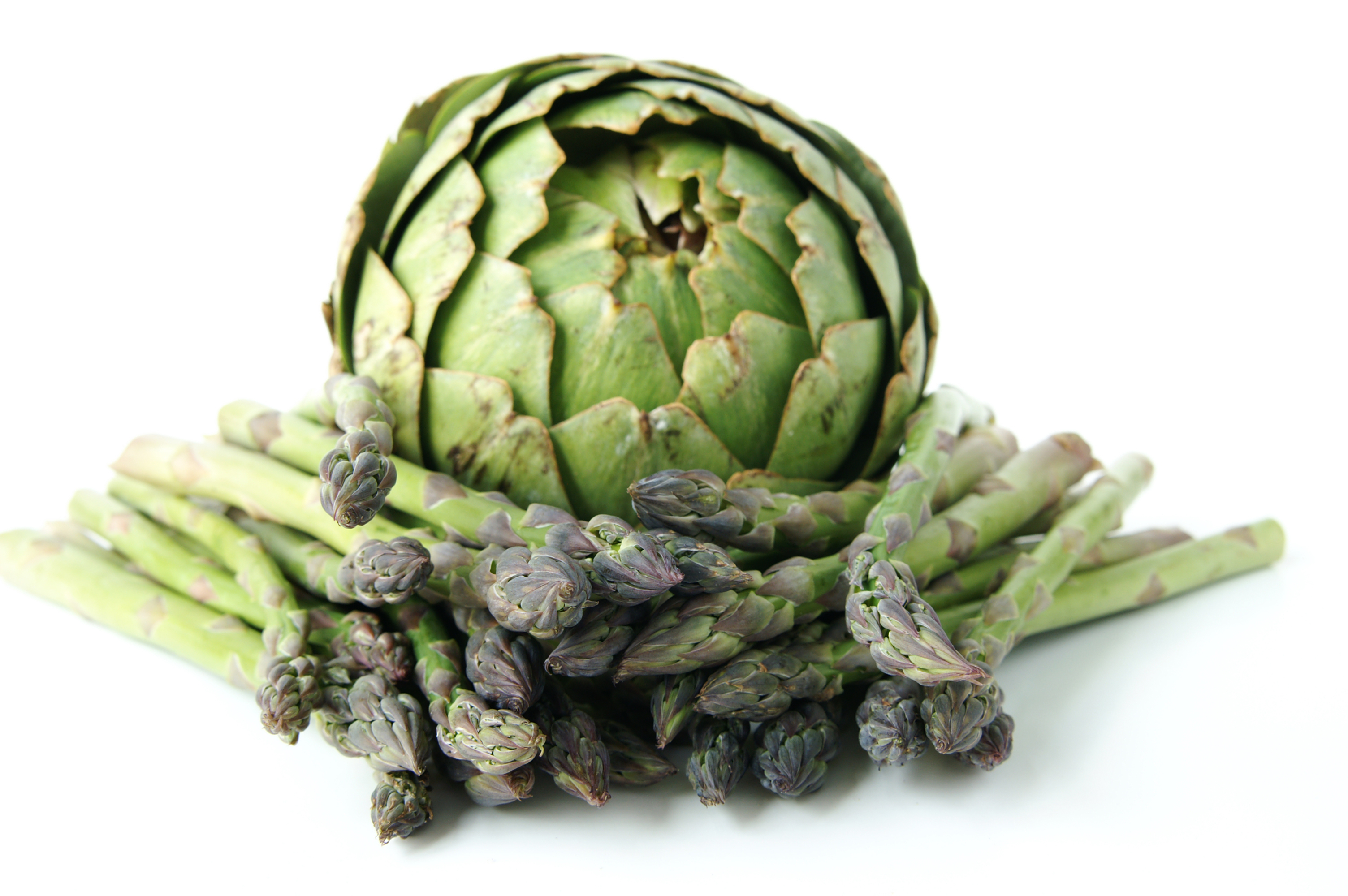 Asparagus and an artichoke